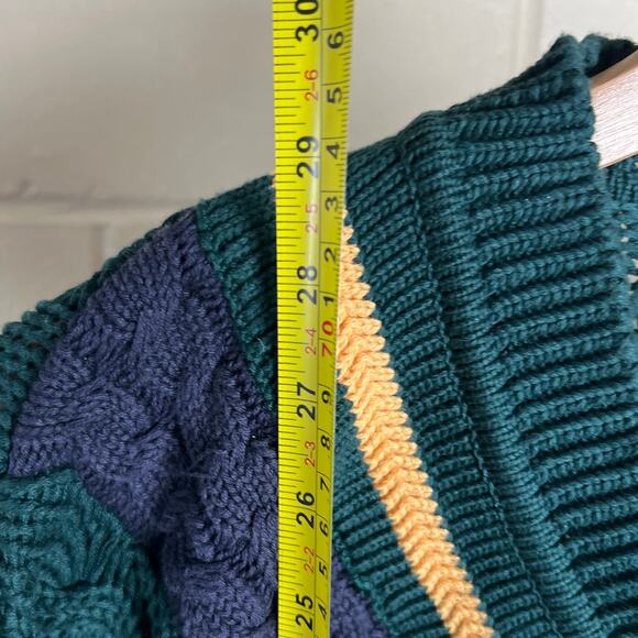 New River Co Authentic Heavy Knit Size Large V-Neck Green 100% Cotton - Picture 4 of 7